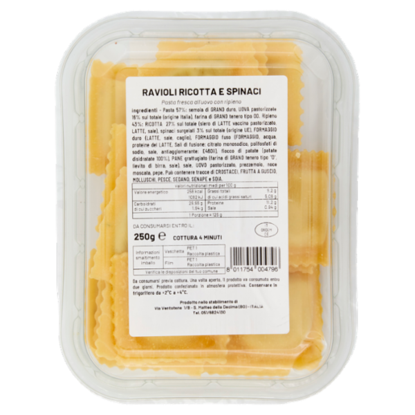 Racconti di pasta Ravioli ricotta e spinaci 250 g