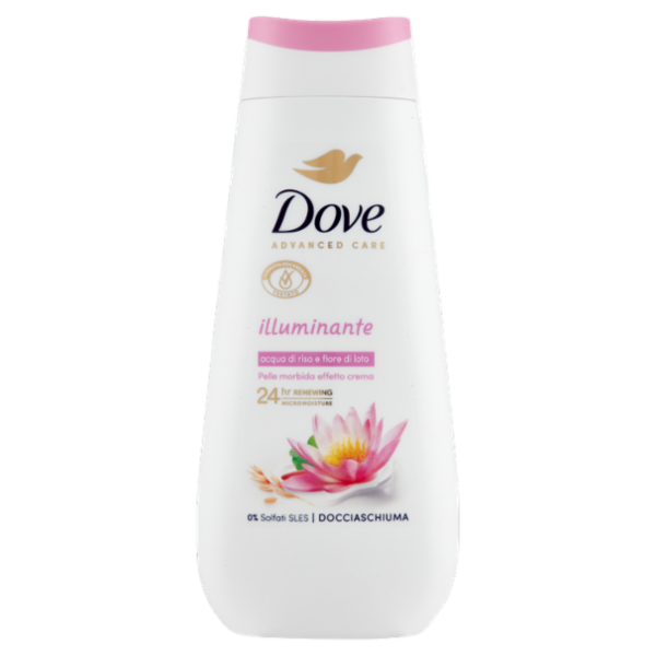 Dove Advanced Care Docciaschiuma illuminante acqua di riso e fiore di loto 225 ml