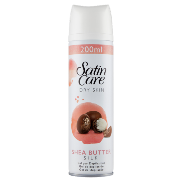Satin Care Gel per Depilazione Donna per Pelle Secca, Idratante con Burro di Karitè, 200 ml