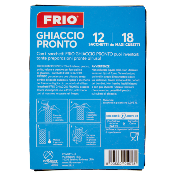 Frio Ghiaccio Pronto Sacchetti da 18 Maxi Cubetti 12 pz