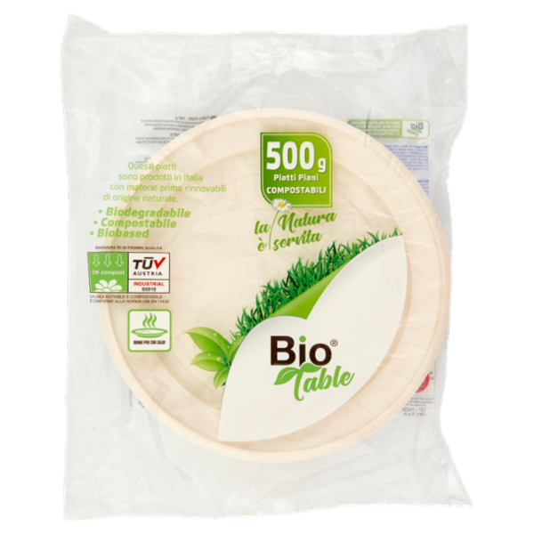 Bio Table Piatti Piani Compostabili 500 g