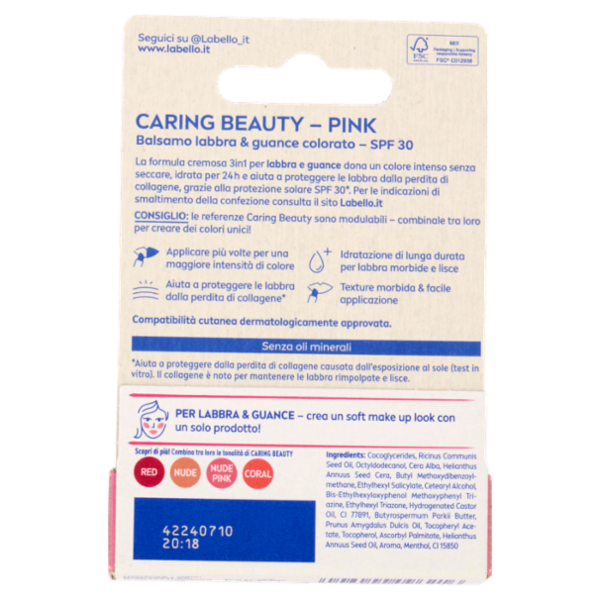 Labello Caring Beauty Lip & Cheek Pink SPF 30 4,8 g