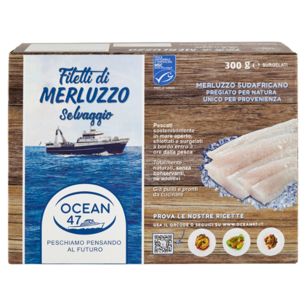 Ocean 47 Filetti di Merluzzo Selvaggio Surgelati 300 g