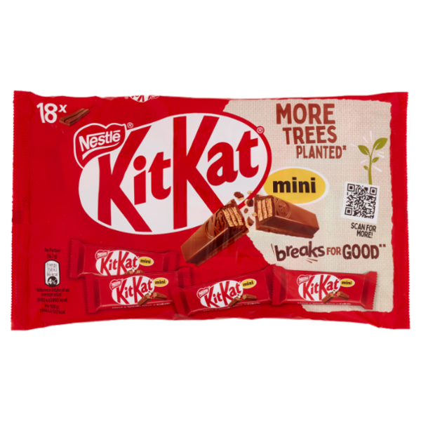 KITKAT Mini Wafer ricoperti di Cioccolato al Latte 18 snack da 16,7g