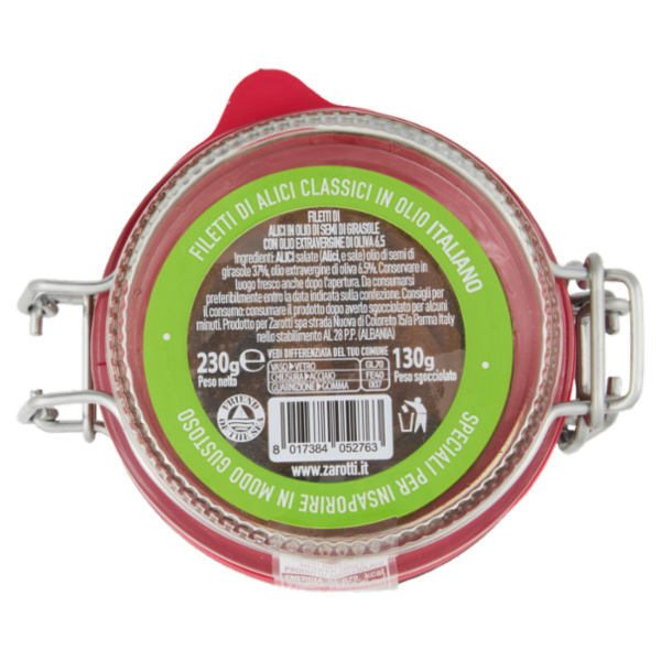 Zarotti Filetti di Alici Classici in Olio Italiano 230 g