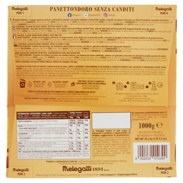 Melegatti 1894 Panettondoro Senza Canditi 1000 g