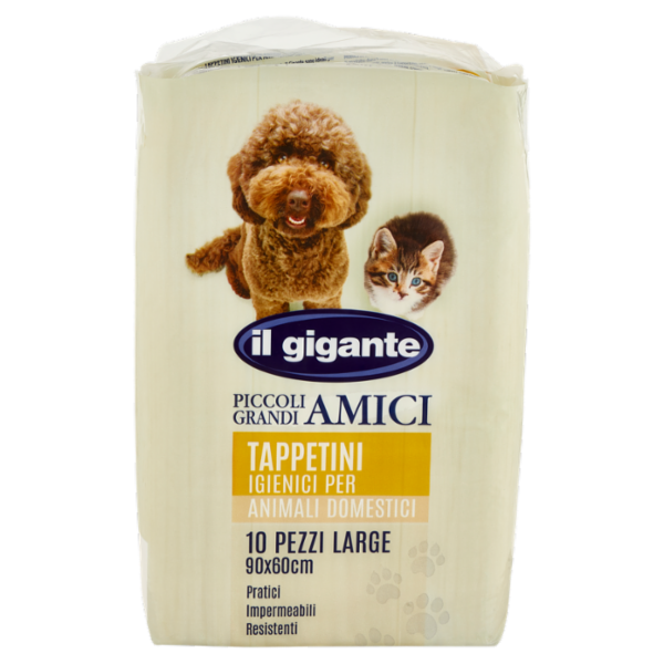 IL GIGANTE Piccoli Grandi Amici Tappetini Igienici per Animali Domestici Large 90x60 cm 10 pz