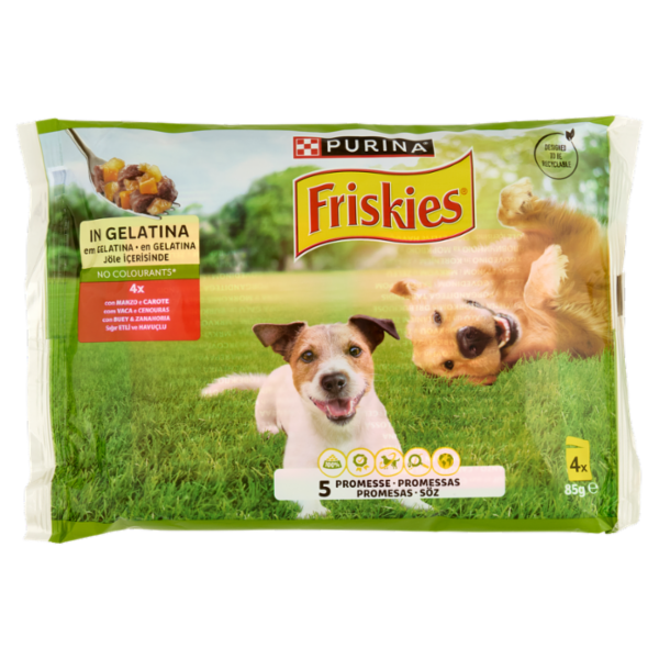 PURINA FRISKIES In Gelatina Con Manzo e Carote 4 x 85 g