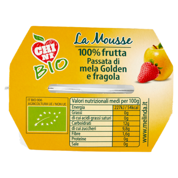 Chini Bio la Mousse 100% frutta Passata di mela Golden e fragola 2 x 100 g