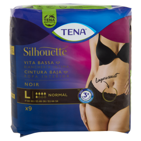 Tena Silhouette Vita Bassa Biancheria Intima Normal L Noir 9 pz