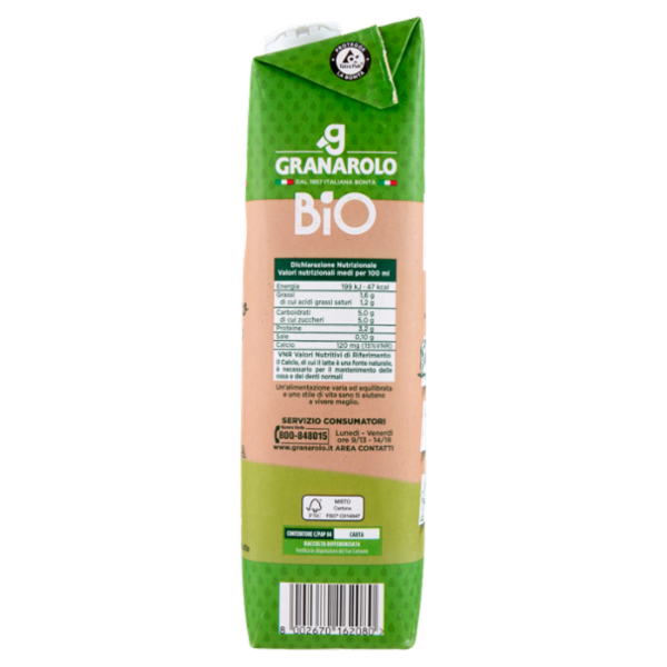 Granarolo Bio Latte Biologico Parzialmente Scremato UHT a Lunga Conservazione 1 L