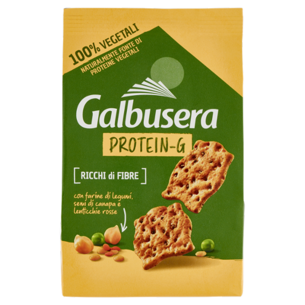 Galbusera Protein-G Cracker con farine di legumi, semi di canapa e lenticchie rosse 200 g