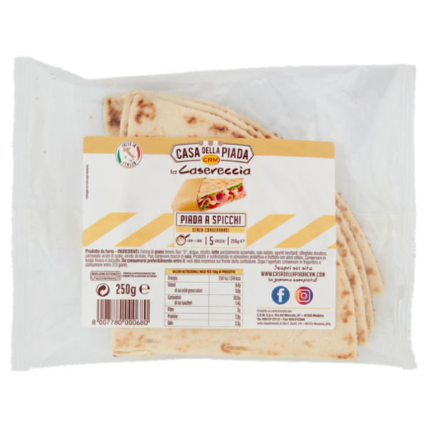 Casa della Piada la Casereccia Piada a Spicchi 5 Spicchi 250 g