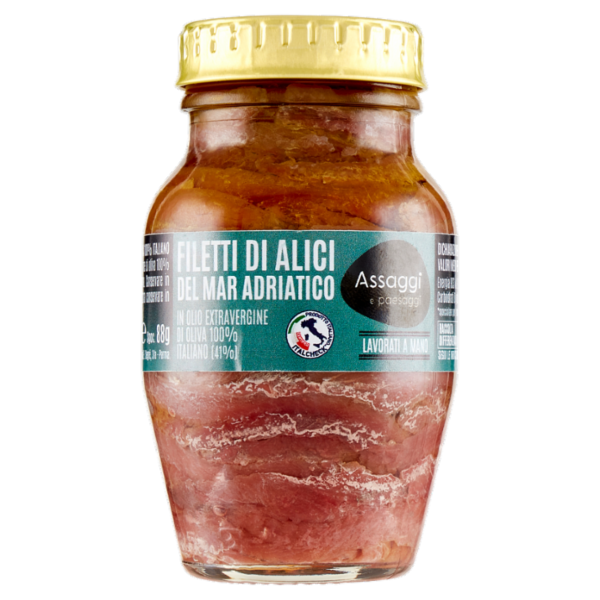 Assaggi e paesaggi Filetti Alici Mar Adriatico in Olio Extravergine Oliva 100% italiano (41%) 150g