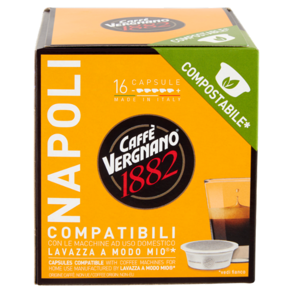 Caffè Vergnano 1882 Napoli Compostabile** Capsule Compatibili Lavazza a Modo Mio* 16 x 7,5 g