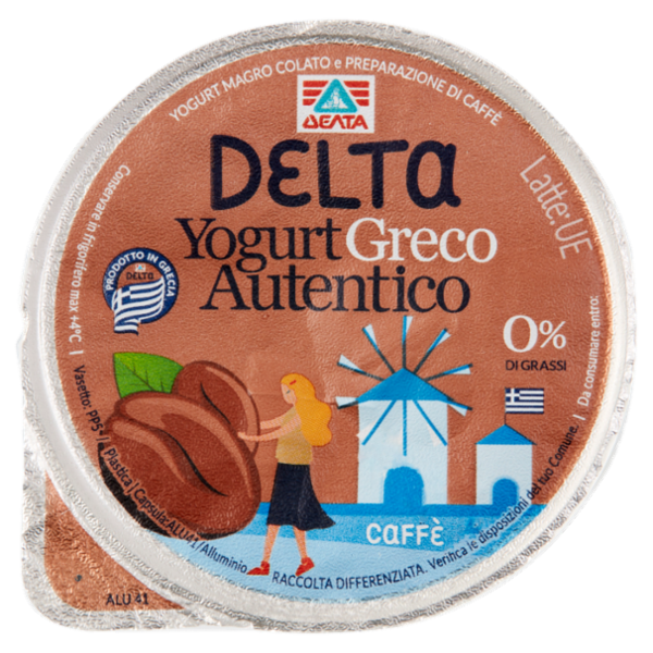 Delta Yogurt Greco Autentico 0% di Grassi Caffè 150 g