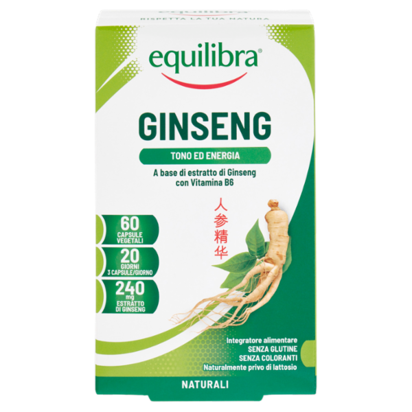 equilibra Ginseng Tono ed Energia 60 Capsule Vegetali Naturali 19,2 g
