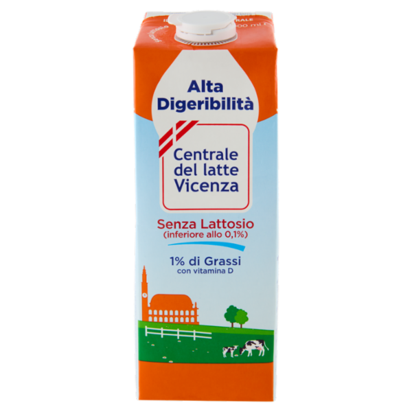 Centrale del latte Vicenza Alta Digeribilità Senza Lattosio 1% di Grassi 1000 ml