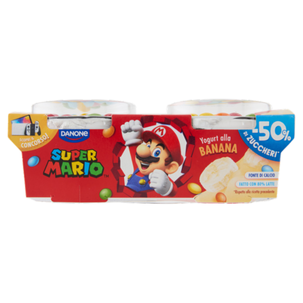 DANONE Super Mario, Yogurt gusto Banana con Confettini, 2x110g