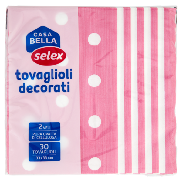 Selex Casa Bella Tovaglioli 2 Veli 33X33 cm Decoro Mixi Fucsia 30 pezzi