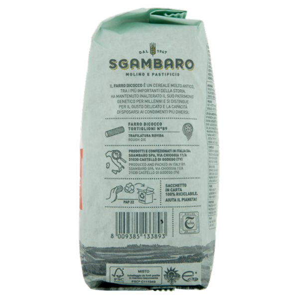 Sgambaro Bio Farro Dicocco Tortiglioni N°89 500 g