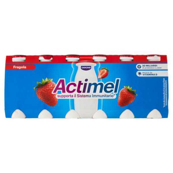 ACTIMEL, Yogurt da Bere con Vit B6 e D per il Sistema Immunitario, gusto Fragola, 12X100G