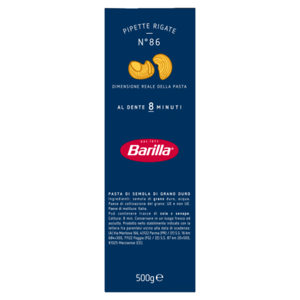 Barilla Pasta Pipette Rigate n.86 500g