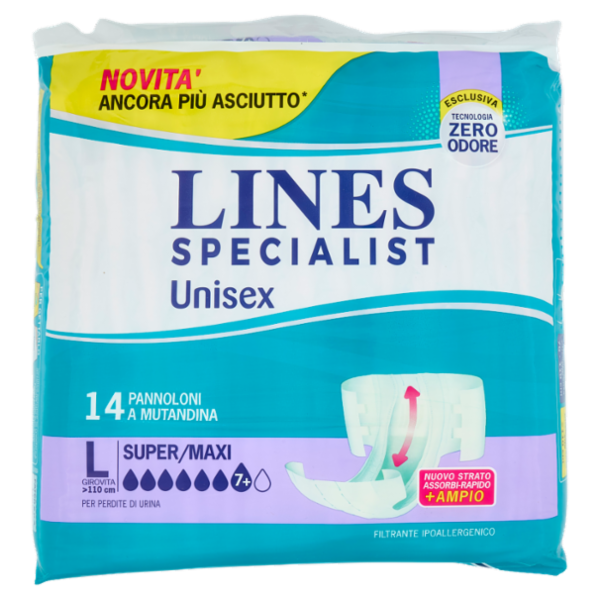 Lines Specialist Unisex Pannoloni a Mutandina L Super/Maxi 14 pz