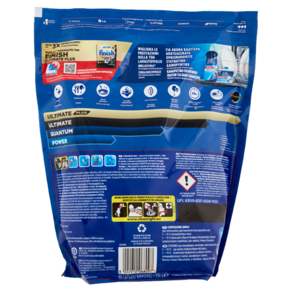 Finish Quantum Limone pastiglie lavastoviglie 90 lavaggi 936 g