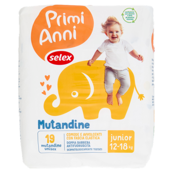 Selex Primi Anni Pannolini Mutandine per Bambini Junior 12-18 kg 19 pezzi