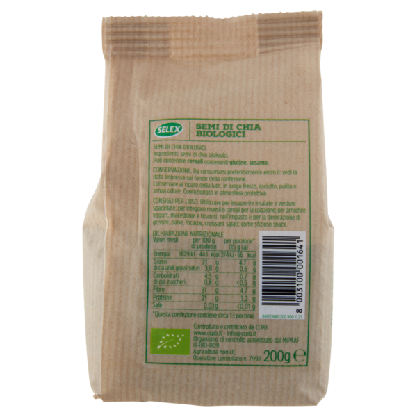 Selex Semi di Chia Biologici 200 g
