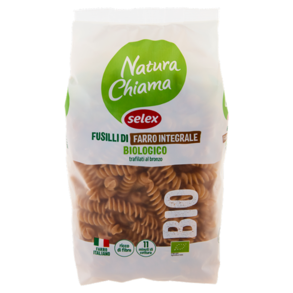 Selex Natura Chiama Pasta di Farro Integrale Biologico Trafilata al Bronzo Fusilli 500 g