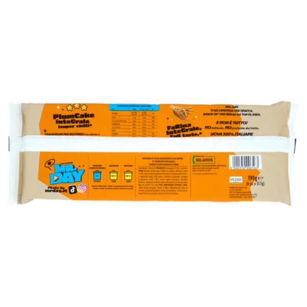Mr.Day 6 Plumcake 100% Farina Integrale 6 x 31,7 g
