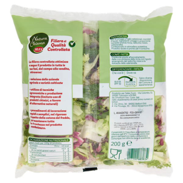 Selex Natura Chiama Insalata Fantasiosa Lavata e Pronta per il Consumo 200 g