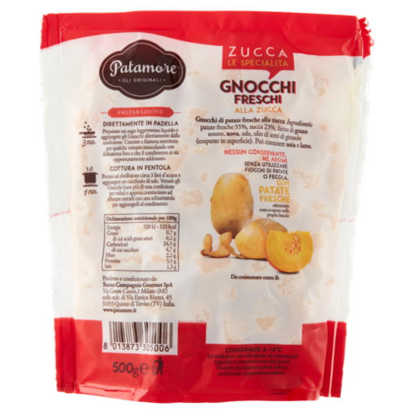 Patamore Le Specialità Gnocchi Freschi alla Zucca 500 g