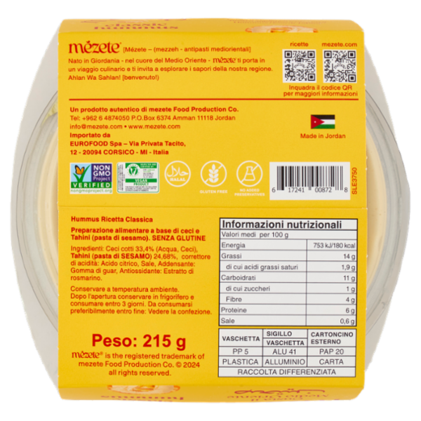 mézete hummus classic 215 g