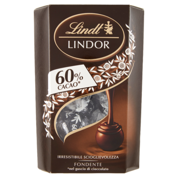Lindt Cioccolatini Lindor Cioccolato extra fondente Scatola 60% 200 g