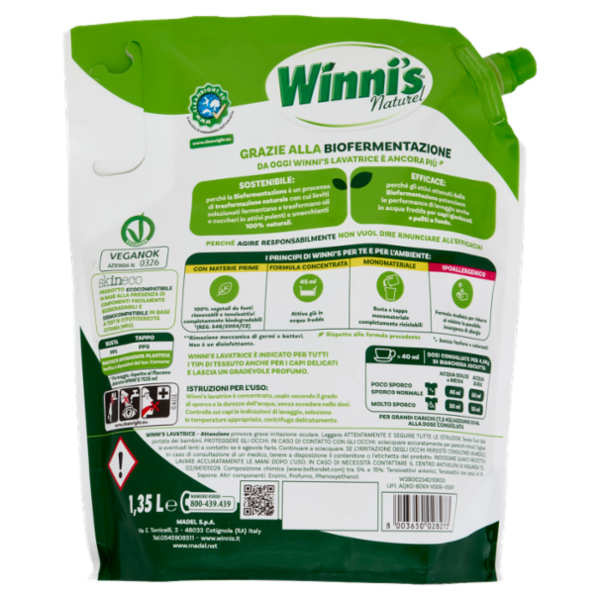 Winni's Naturel Lavatrice Igienizzante Tea Tree Oil e Aloe Vera pouch 30 Lavaggi 1,35 L