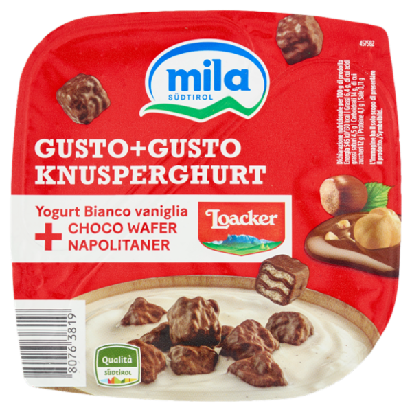mila Gusto+Gusto Yogurt Bianco vaniglia + Choco Wafer Napolitaner 150 g