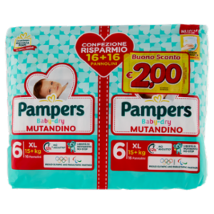 Pampers Baby-dry Mutandino XL 16 + 16 Pz