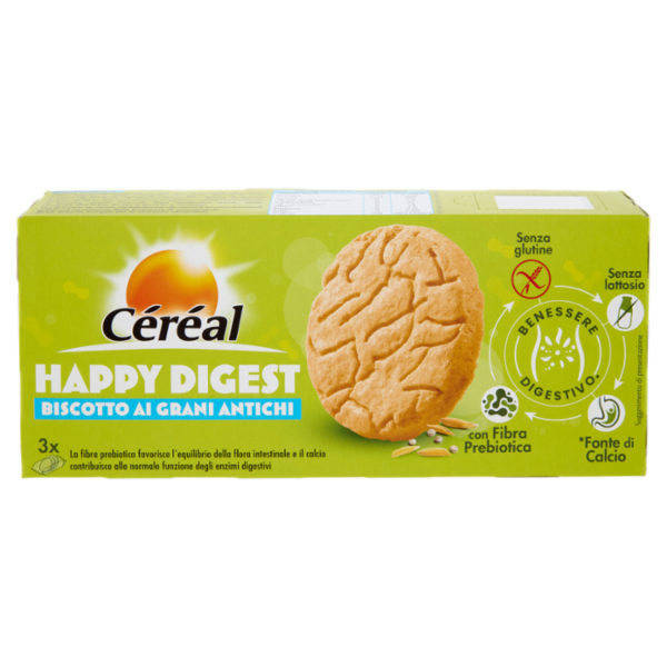 Céréal Happy Digest, Biscotto ai Grani Antichi, Senza Glutine, Senza Lattosio - 150 g