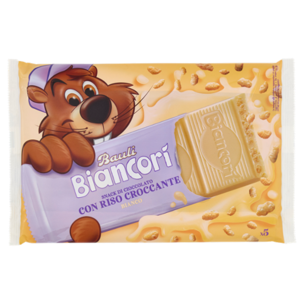 Bauli Biancorì Snack di Cioccolato con Riso Croccante Bianco 5 x 22 g