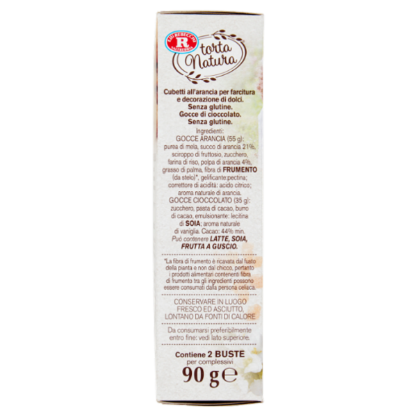 F.lli Rebecchi Valtrebbia torta Natura Gocce pasticcere di Cioccolato Fondente e arancia 90 g