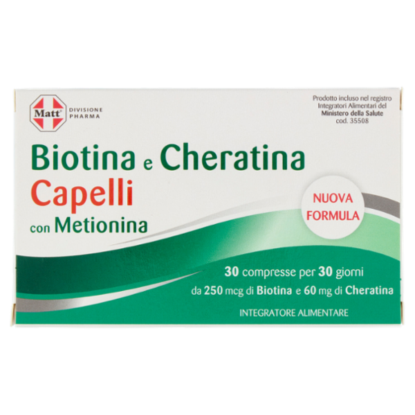 Matt Divisione Pharma Biotina e Cheratina Capelli 30 compresse 30,6 g
