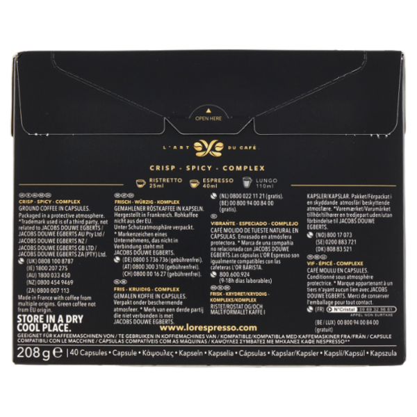 L'Or Espresso Ristretto 11- 40 Capsule Caffè Compatibili con Macchine Nespresso*® Original 208g