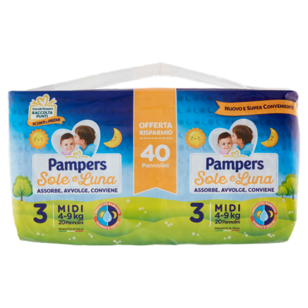 Pampers Sole e Luna 3 Midi 40 pz