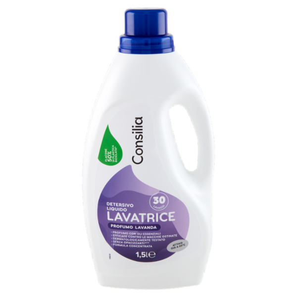 Consilia Detersivo per Lavatrice Liquido Lavanda 30 Lavaggi 1,5 L