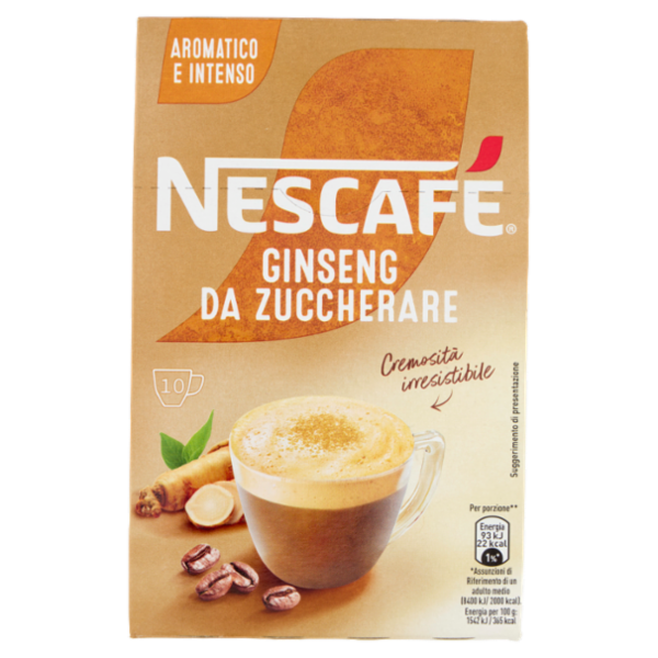 NESCAFÉ Ginseng da Zuccherare Caffè Solubile con Ginseng, 10 Bustine 60g