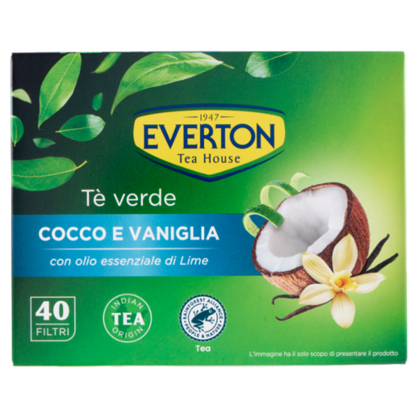 Everton Tè verde Cocco e Vaniglia Filtri 40 x 1,3 g