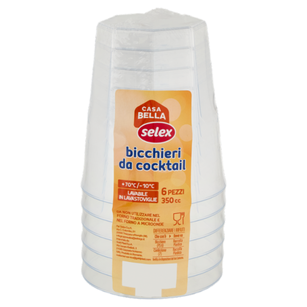 Selex Casa Bella Bicchieri per Cocktail Trasparenti 350 cc 6 pezzi